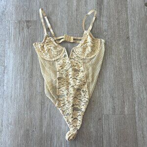 Womens Urban Outfitters Cream/Beige Lingerie Bodysuit - L